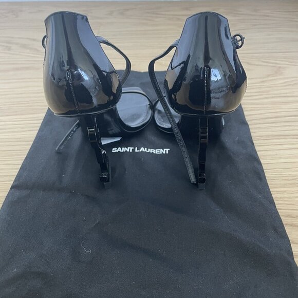 Saint Laurent Black Opyum Pumps Sandals Ankle Strap Shoes - Picture 7 of 12